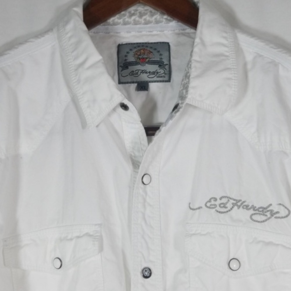 Ed Hardy White Button Up in XL